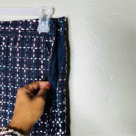 Loft Navy Tweed Multi Color A-Line Skirt - Picture 4 of 8